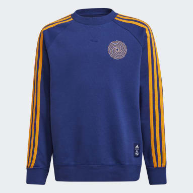 Boys Football Blue Real Madrid Crew Sweatshirt