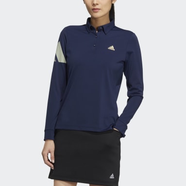 Women Golf Blue AEROREADY 3-Bar Long Sleeve Polo Shirt
