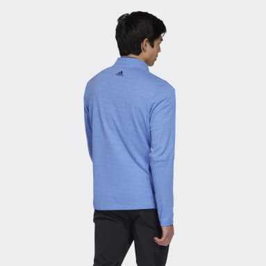 Men Golf Blue 3-Stripes Quarter-Zip Pullover