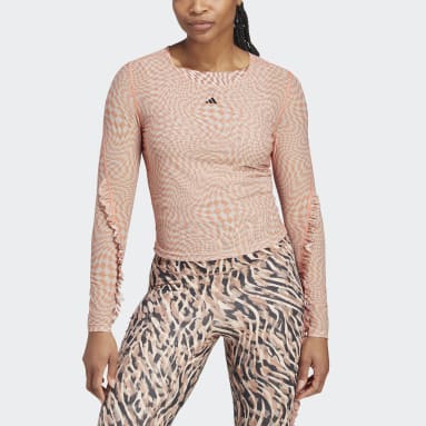 Playera de Yoga Print Clash Manga Larga Café Mujer Studio