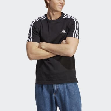 Men Sportswear Black Essentials Single Jersey 3-Stripes T-Shirt
