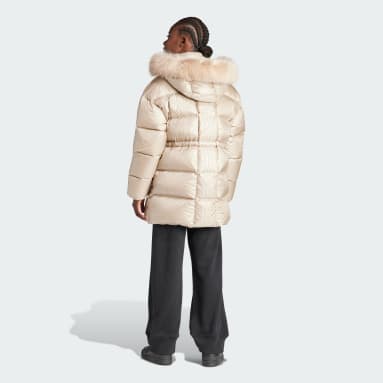 Women Lifestyle Beige 퍼프드 롱 퍼 재킷