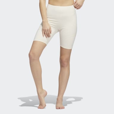 ผู้หญิง โยคะ สีเบจ กางเกงรัดรูปขาสั้นมีกระเป๋า adidas Yoga 4 Elements Studio