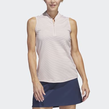 Women's Golf Brown Two-Color Ottoman Sleeveless Golf Polo Shirt