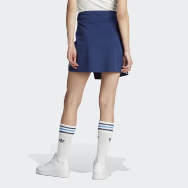 Kvinder Originals Blå Adicolor Classics 3-Stripes Short Wrapping nederdel