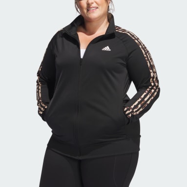 Women's Sportswear Black Essentials Animal Print Tricot 3-Stripes Track Jacket (Plus Size)