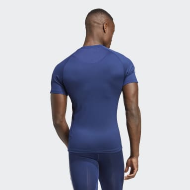 Men Gym & Training Blue Techfit 3-Stripes Training T-Shirt