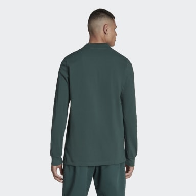 Men's Originals Green Graphics Campus Long Sleeve Polo Shirt