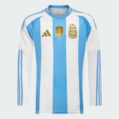 Camiseta Titular Argentina 24 Manga Larga Blanco Hombre Fútbol