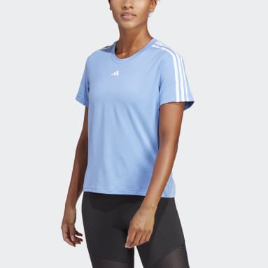 Women Gym & Training Blue AEROREADY Train Essentials 3-Stripes Tee