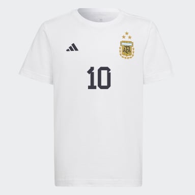 Kids Football White Messi Football Number 10 Graphic Tee