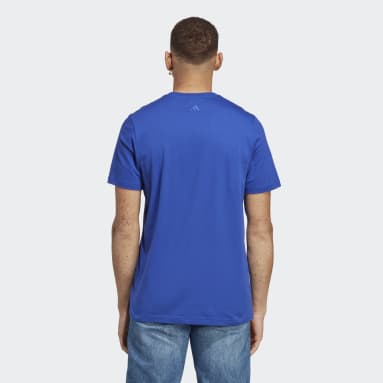 T-shirt Essentials Single Jersey Linear Embroidered Logo Blu Uomo Sportswear