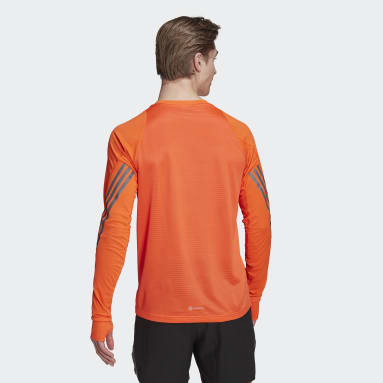 Maglia Run Icon Full Reflective 3-Stripes Long Sleeve Arancione Uomo Running