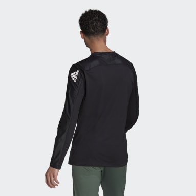 T-shirt à manches longues Workout PU-Coated Noir Hommes Haltérophilie