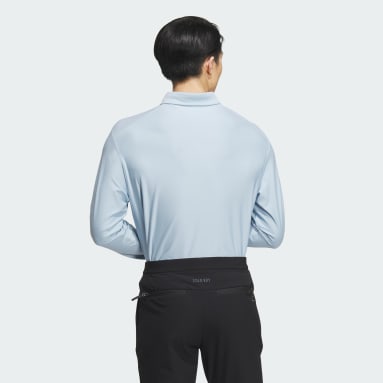 남성 Golf Blue 긴팔 스트레치 폴로 셔츠