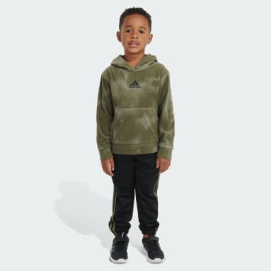 Children Training Green C AOP FLC PO JOGGER SET