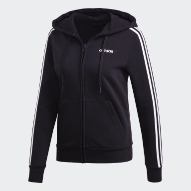 Polera con Capucha Essentials Fleece 3 Tiras Negro Mujer essentials