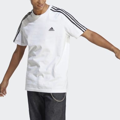 ผู้ชาย Sportswear สีขาว เสื้อยืดผ้าซิงเกิลเจอร์ซีย์ Essentials 3-Stripes