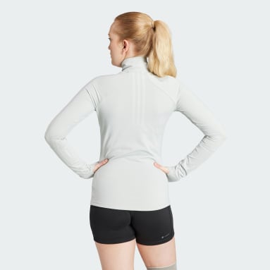 Γυναίκες Γυμναστήριο Και Προπόνηση Γκρι Techfit COLD.RDY 1/4 Zip Long Sleeve Training Top