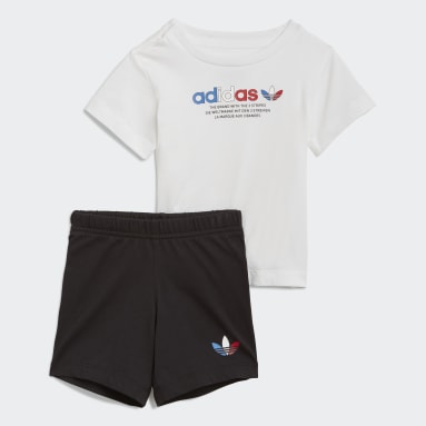 Infants Originals White Adicolor Shorts and Tee Set