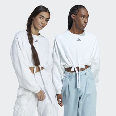 Women sportswear White 댄스 크롭 버서타일 스웨트셔츠