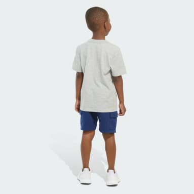 Two-Piece Short Sleeve Heather Cotton Tee and Cargo French Terry Shorts Set
