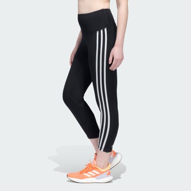 adidas Womens Lightweight High Rise 3-Stripe Mesh 7/8 Leggings (X-Large,  Black/White) 