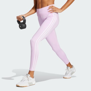 Train Essentials 3-Stripes High-Waisted 7/8 Tights Lilla
