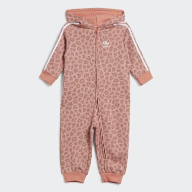 Infant & Toddlers 0-4 Years Originals Pink Animal Allover Print Hooded Bodysuit with Ears