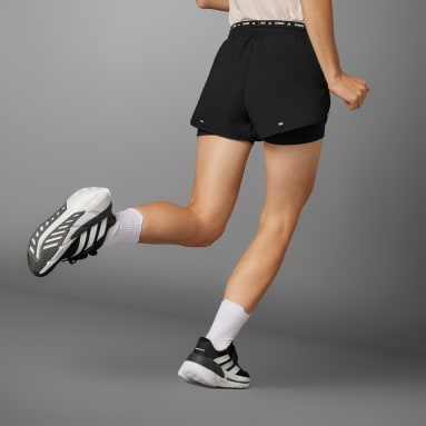 Kvinder Løb Sort Own the Run 3-Stripes 2-in-1 shorts