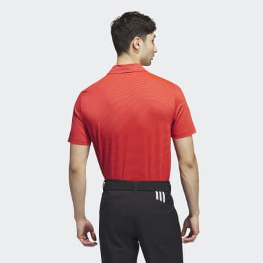 Men Golf Red Ottoman Stripe Golf Polo Shirt