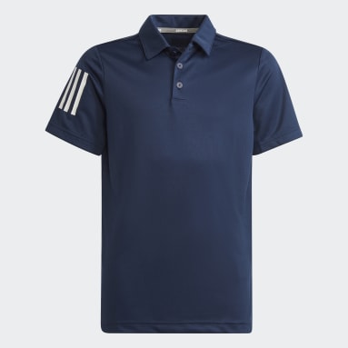 Youth Golf Blue 3-Stripes Polo Shirt