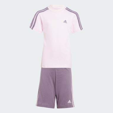 Conjunto de Camiseta y Shorts Essentials 3-Stripes Rosa Niño Sportswear