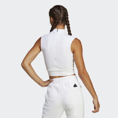 Top Mission Victory Sleeveless Cropped Bianco Donna Sportswear