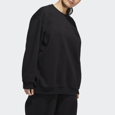 Women Sportswear Black All-Season Fleece Oversized Crew Sweatshirt