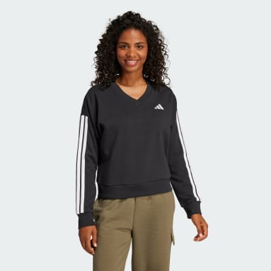 Essentials 3-Stripes French Terry V-neck Sweatshirt