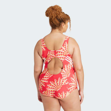 Women Sportswear Pink FARM Rio 3-Stripes CLX Swimsuit (Plus Size)