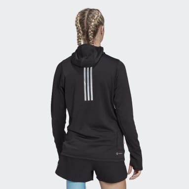 Sweat-shirt à capuche manches longues de running X-City Flooce Noir Femmes Running