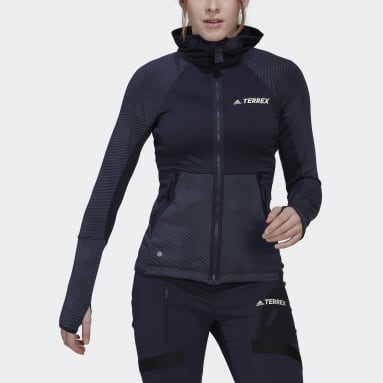 Chamarra de Senderismo con Gorro Terrex Tech Flooce Tela Fleece Azul Mujer TERREX