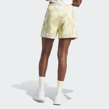 Shorts Estampado Floral 3 Rayas Algodón Perchado Gris Mujer Sportswear