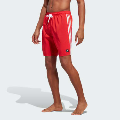 Men Swim Red 3-Stripes CLX Swim Shorts