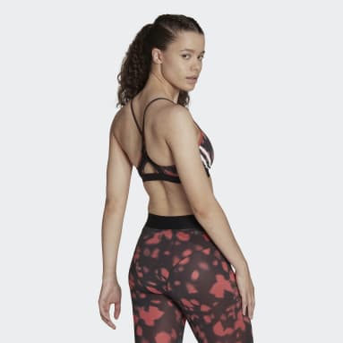 Ženy Tréning A Fitnes červená Športová podprsenka adidas Aeroreact Light-Support Hyperglam Printed
