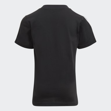 Camiseta Essentials Cotton 3 bandas Negro Niño Sportswear