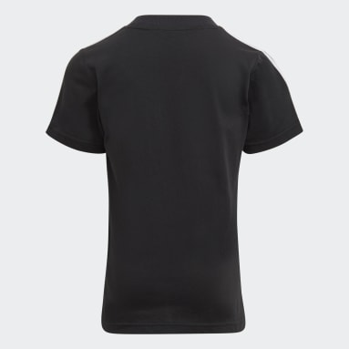 Playera Essentials 3 Franjas Algodón Negro Niño Sportswear