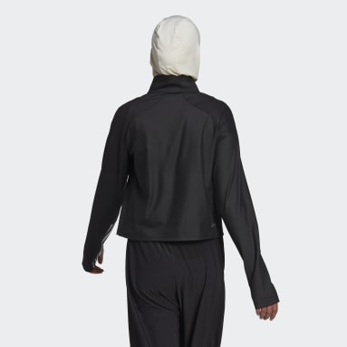 Ženy Tréning A Fitnes čierna Tričko Hyperglam Cut 3-Stripes 1/4-Zip
