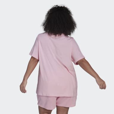 Frauen Sportswear Essentials Slim 3-Streifen T-Shirt – Große Größen Rosa