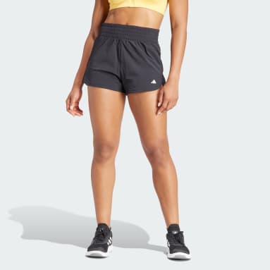 Women Training Black Pacer Stretch-Woven Zipper Pocket Lux Shorts