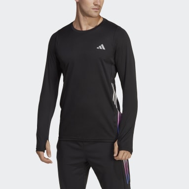Men Running Black Run Icons 3-Stripes Long-Sleeve Top