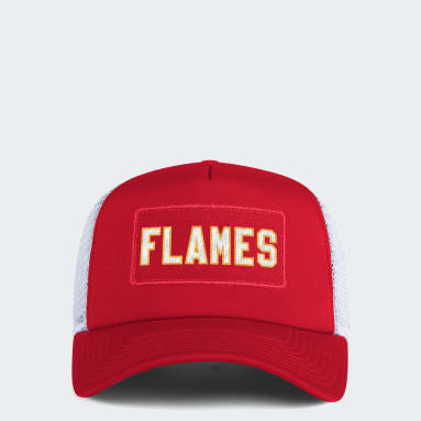 Men Sportswear Red Flames Team Plate Trucker Cap
