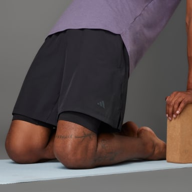 Men's Yoga Black Yoga Premium Training Two-in-One Shorts